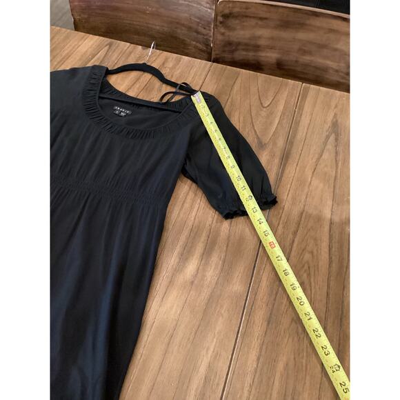 Theory Dazell Charm puff short sleeve Mini Dress Shift Scoop Neck Black Viscose - Picture 5 of 11